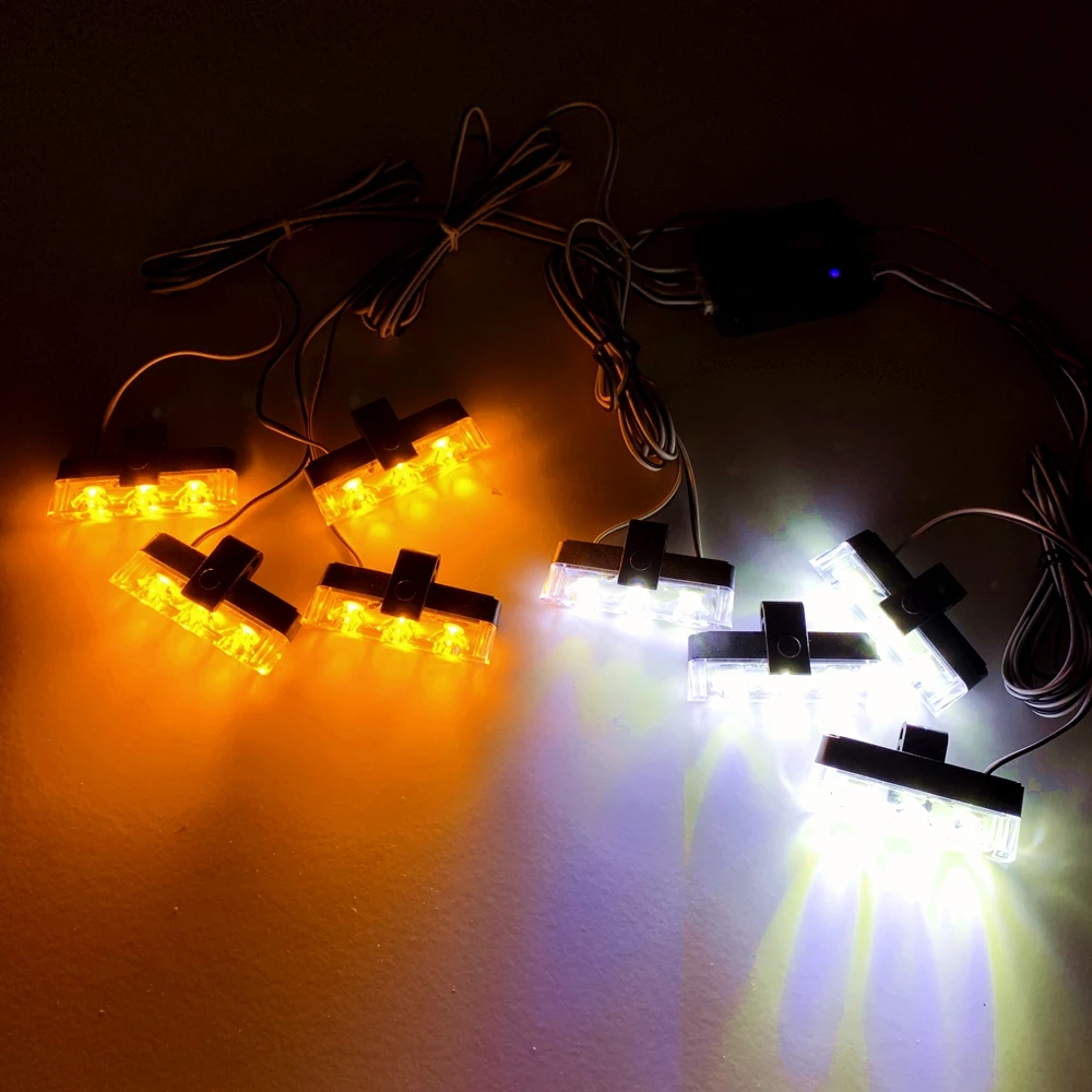 سيارة مصبغة ضوء فلاش ، لاسلكي للتحكم عن بعد ، الشرطة ، أضواء القوية في حالات الطوارئ ، منارة ، اطفاء تحذير مصباح إشارة ، 3LED ، 8 وحدات #6