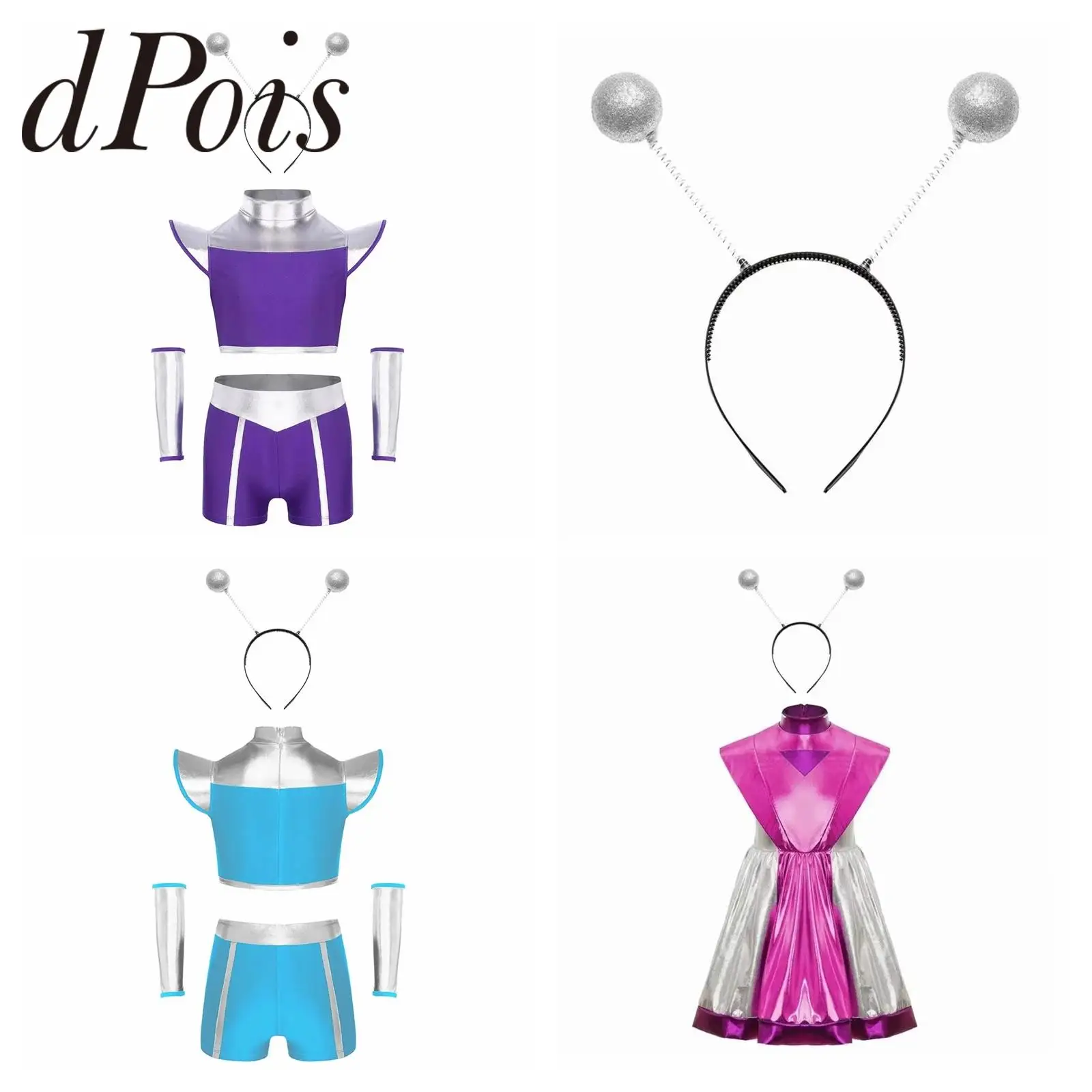 

Костюм на Хэллоуин для девочек, металлические наряды для космического космоса инопланетянина, космонавт, ролевые игры, робот-воин, наряды для косплея, праздничный комплект