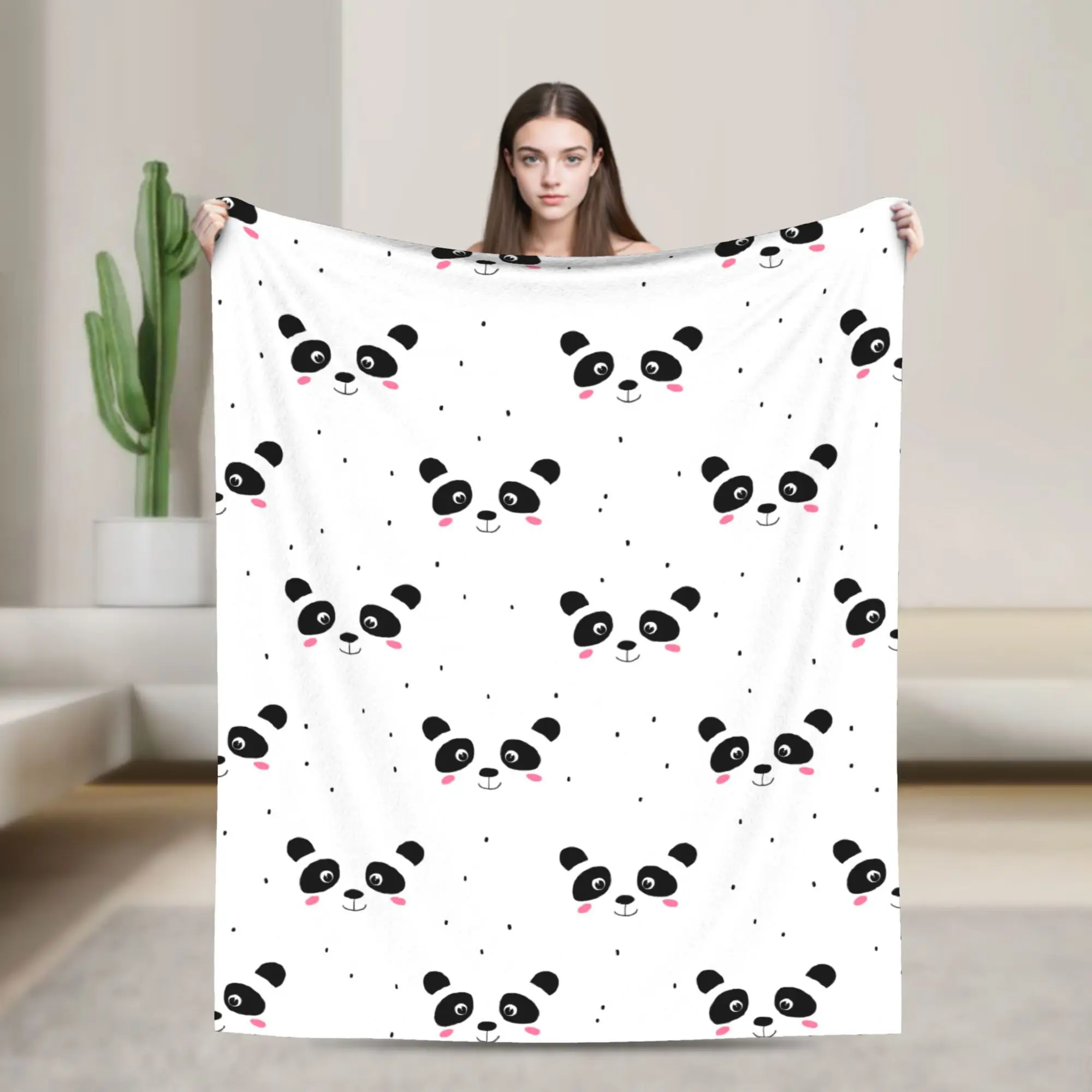 Cute Panda Face Blankets Lovely Animal Flannel Awesome Soft Throw Blankets for Home All Season