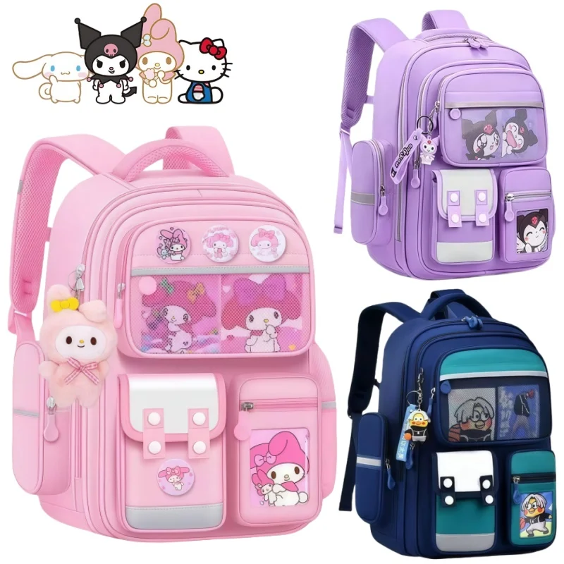 

Sanrio Melody Backpack Large-capacity Girl Load-reducing Backpack Student Stationery Storage Trip Kuromi Knapsack Christmas Gift