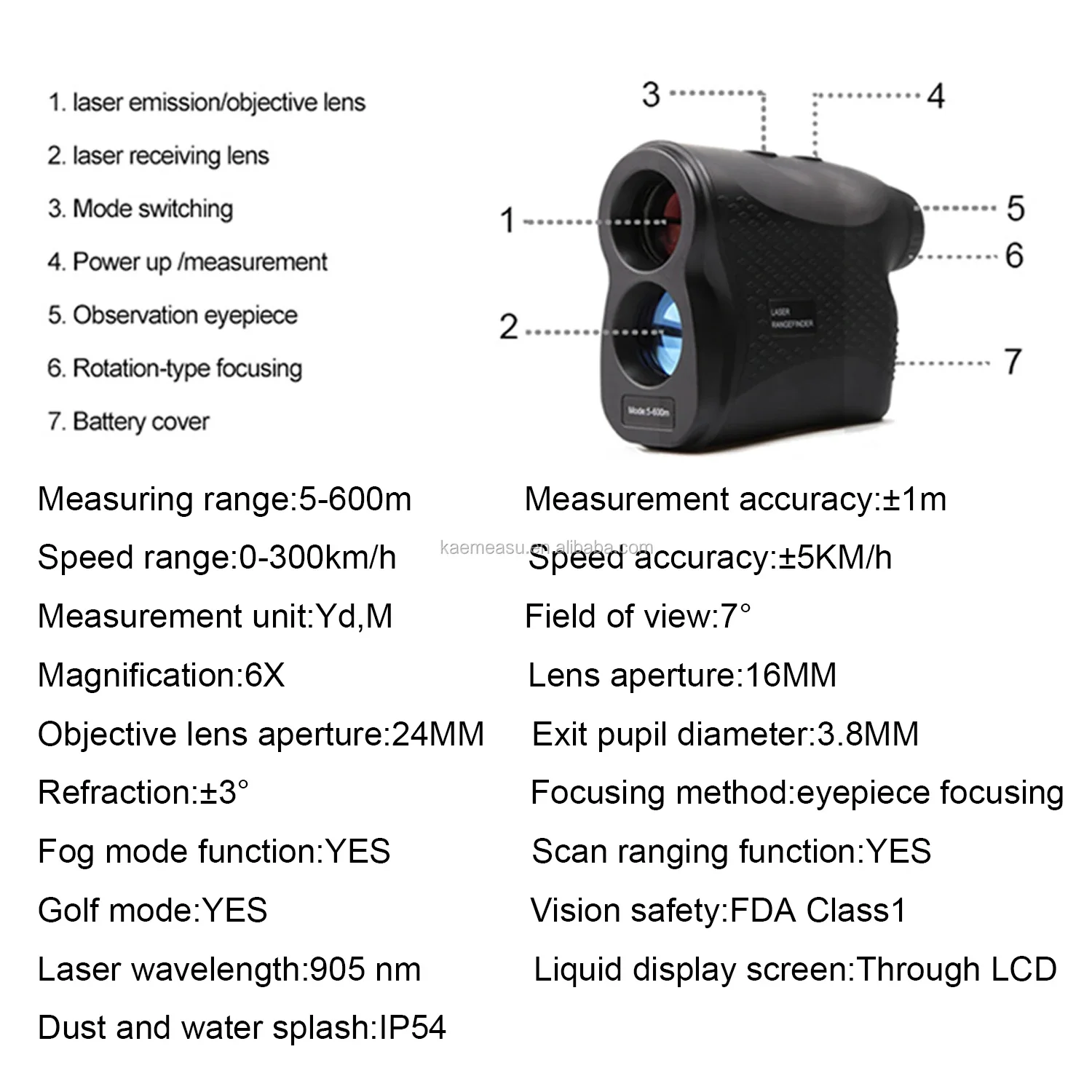 ForLaser Rangefinders 900m(984yd) Hunting Archery Outdoor Adventure Construction Survey Distance Meter With Height Side Angle