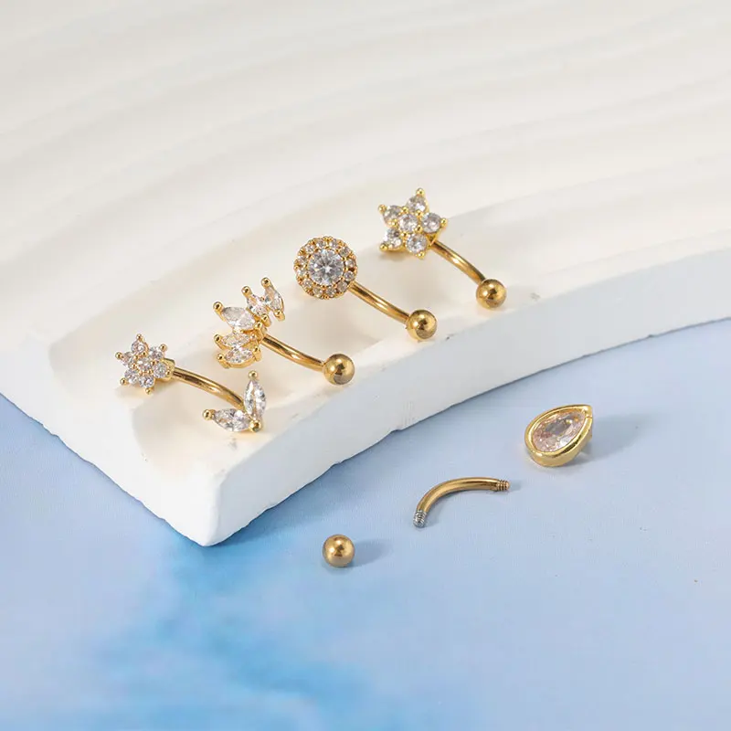 1 Stück/Set Edelstahl Schmetterling CZ Gebogener Barbell Augenbrauen-Piercing Schmuck Hypoallergener Tragus Lippenring für Tägliches Tragen Unisex Geschenk – Detail 3