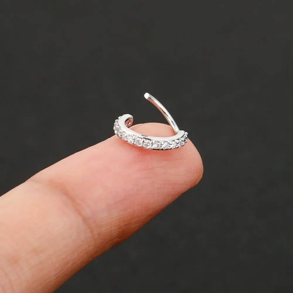 

Personalities Cartilage Helix Piercing Round Cubic Zircon Nose Ring Europe and America Hypoallergenic Body Jewelry Copper Women
