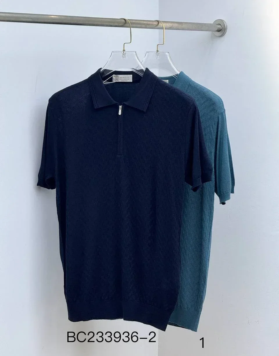 

BILLIONAIRE BLKA CPTG T-Shirt Silk BC men 2024 summer new thin knitting zipper elastic comfort big size M-4XL Short sleeve Shirt