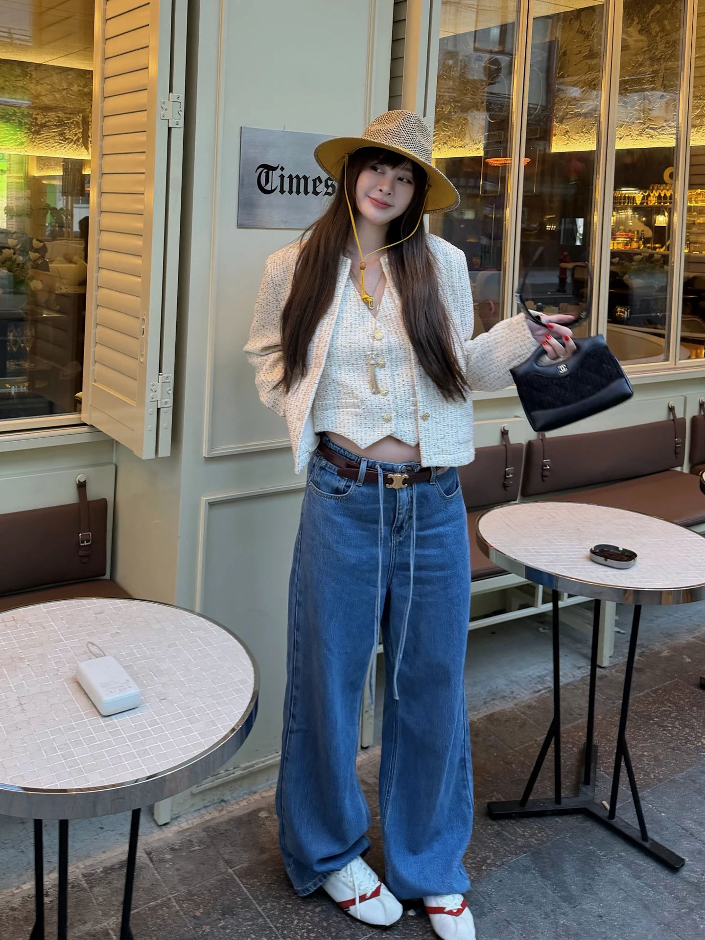 

Blue Ice Silk Jeans Women's Narrow Waist Belted Loose Wide Leg Pants Retro Thin Casual Trousers Comfortable Natural Waist