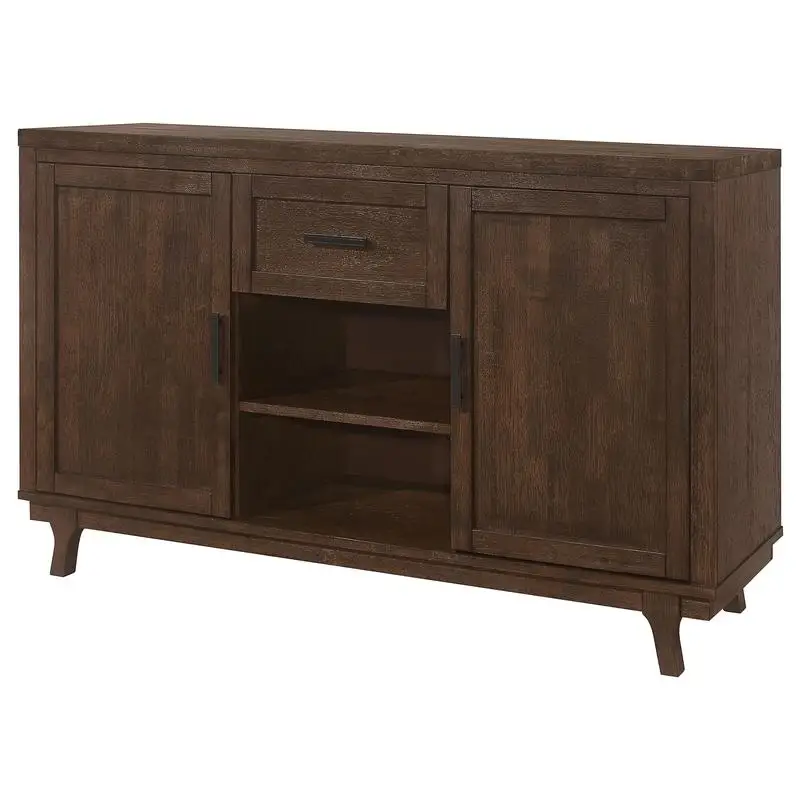 2-Door Oak Server with Drawer - Rustic Wooden Storage with Shelf for Living Room or Dining Room