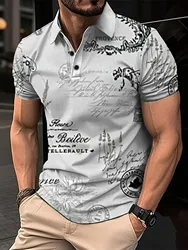 Summer Letter Print Casual Men Polo Shirts Fashion Business Comfortable Breathable Cool Top Male Short-Sleeved Polo Shirt