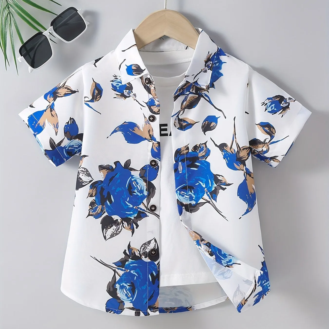 Boy's Aloha Hawaii Floral Pattern Pattern Creative Shirt Short Sleeve Button Up Comfy Loose Summer Holiday Shirt Tops