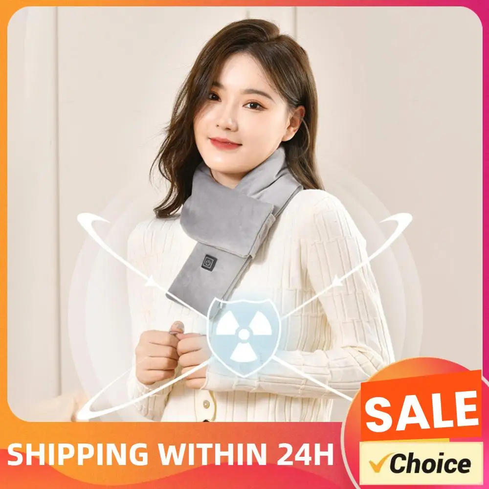 Warm Heated Scarf USB Charging Electric Heating Scarf Cold-Proof Neck Heating Pad Washable for Climbing Hiking Cycling