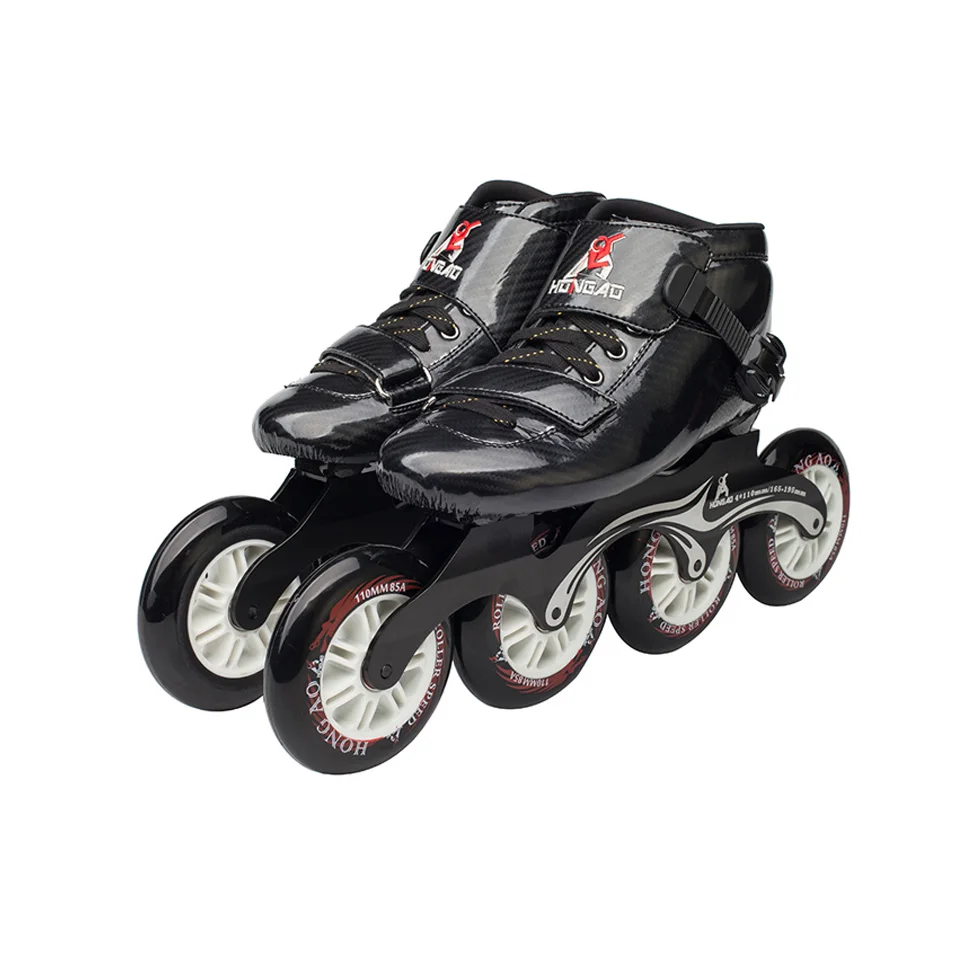 New pu wheels professional roller skating speed inline carbon fiber speed skating shoes