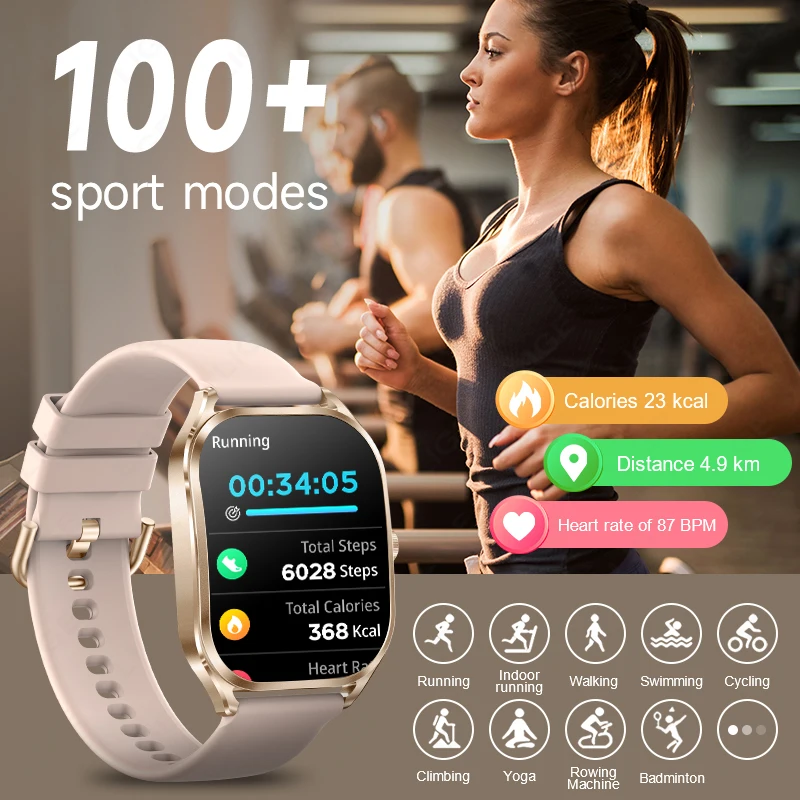 LIGE 2.01 inch Large Screen Bluetooth Call Smartwatch Men Women Sports Fitness Health Monitor Smart Watch Waterproof Men Watch