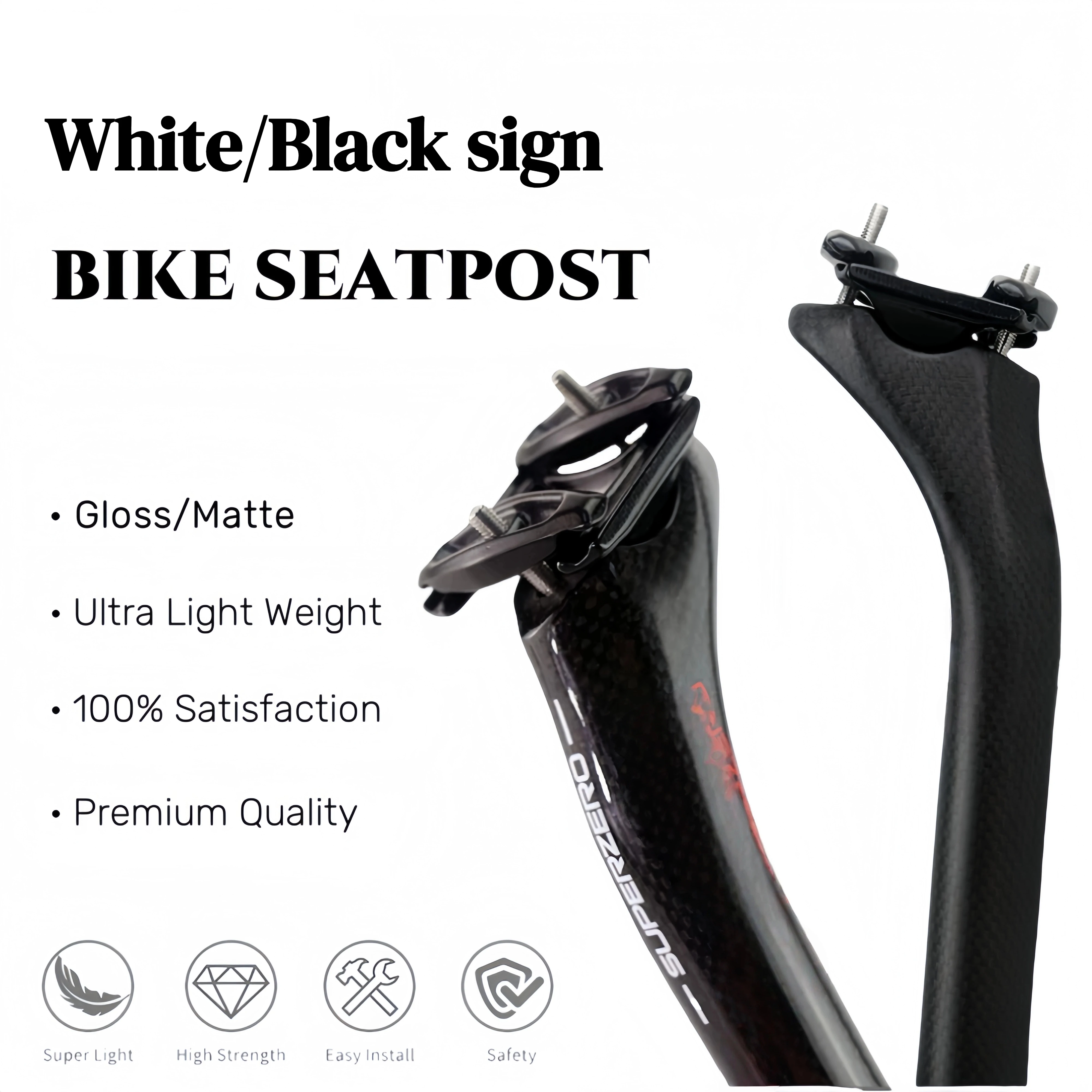 

D Full Carbon Super Zero Подседельный штырь 20 градусов Черный матовый дорожный/MTB подседельная трубка Велосипедная часть
