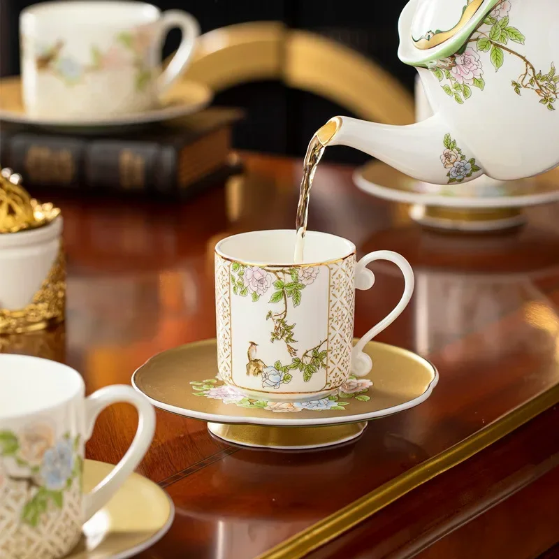 

CLL Qinse and Ming Bone china Light Luxury Ceramics High-end Afternoon Tea Cup Set with Cup Saucer Batch