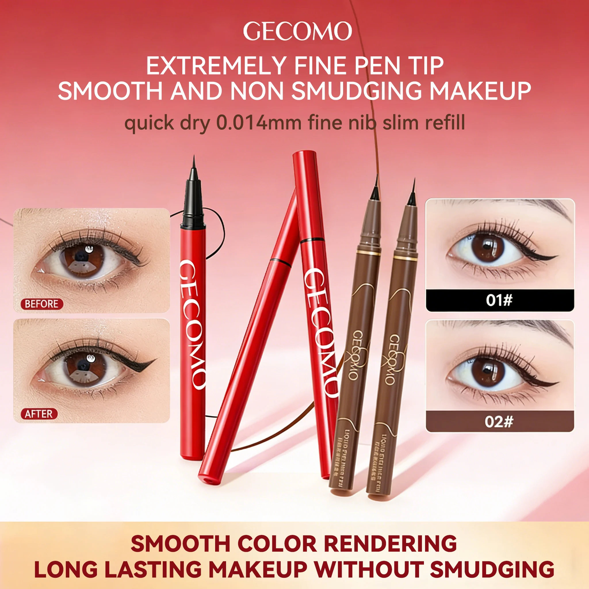 Delineador Líquido GECOMO 0.01mm Superfino, Resistente al Agua, Secado Rápido, Larga Duración, Color Intenso, Sin Manchas