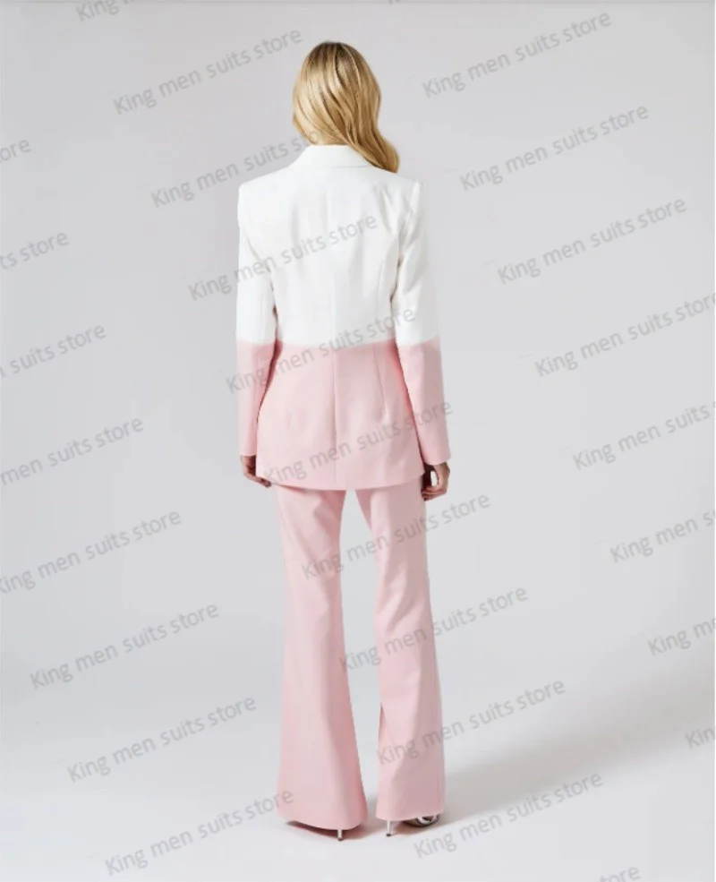 Pink White Women Pants Suit Wedding  Tuxedos Jacket+Trousers Custom Made 2 Pieces Blazer Set Formal Office Lady Prom Dress Coat