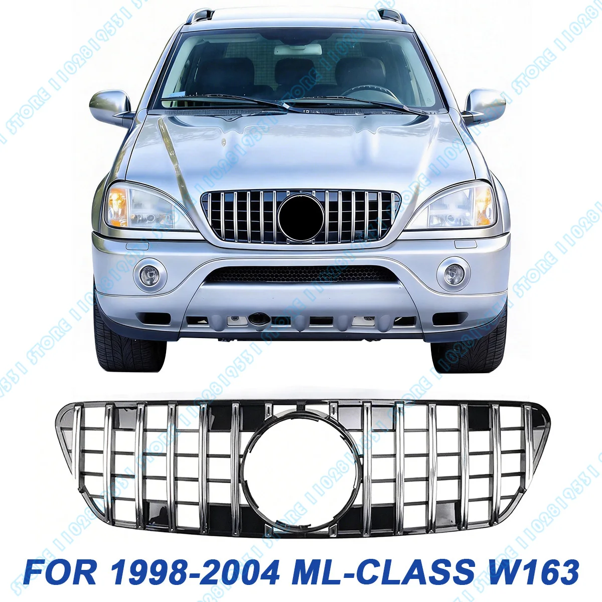 for 1998-2004 W163 ML Class Mercedes Benz Front Bumper Mesh Grille ML230 ML270 ML320 ML400 ML430 GT Radiator Grid Racing Grill