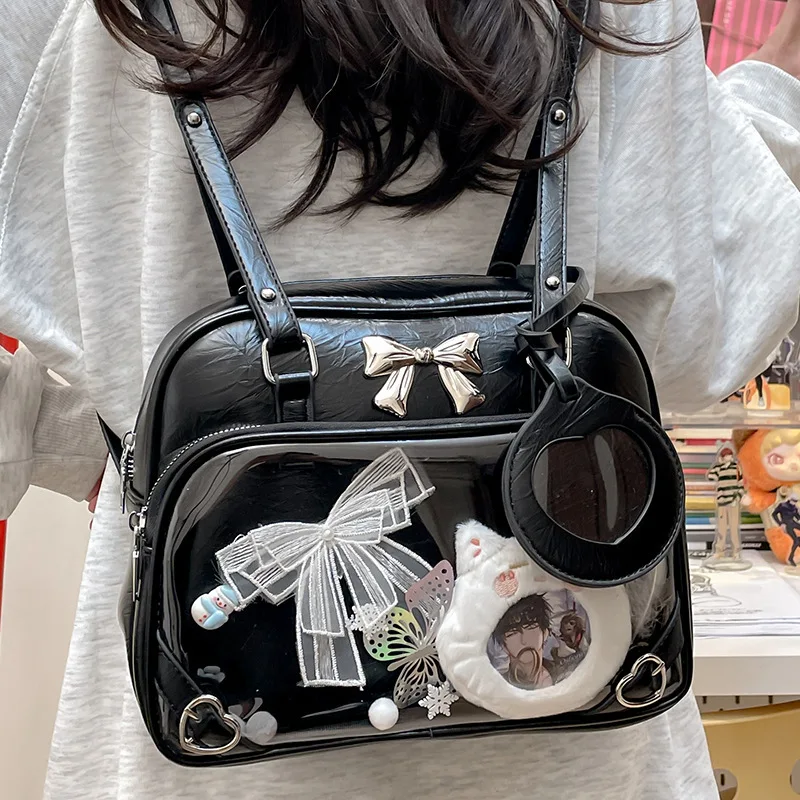 Millennium Y2K Hot Girl Style Bow Mini Backpack JK Girl Backpack Transparent Pain Bag Baby Bag Cute Women's Bag