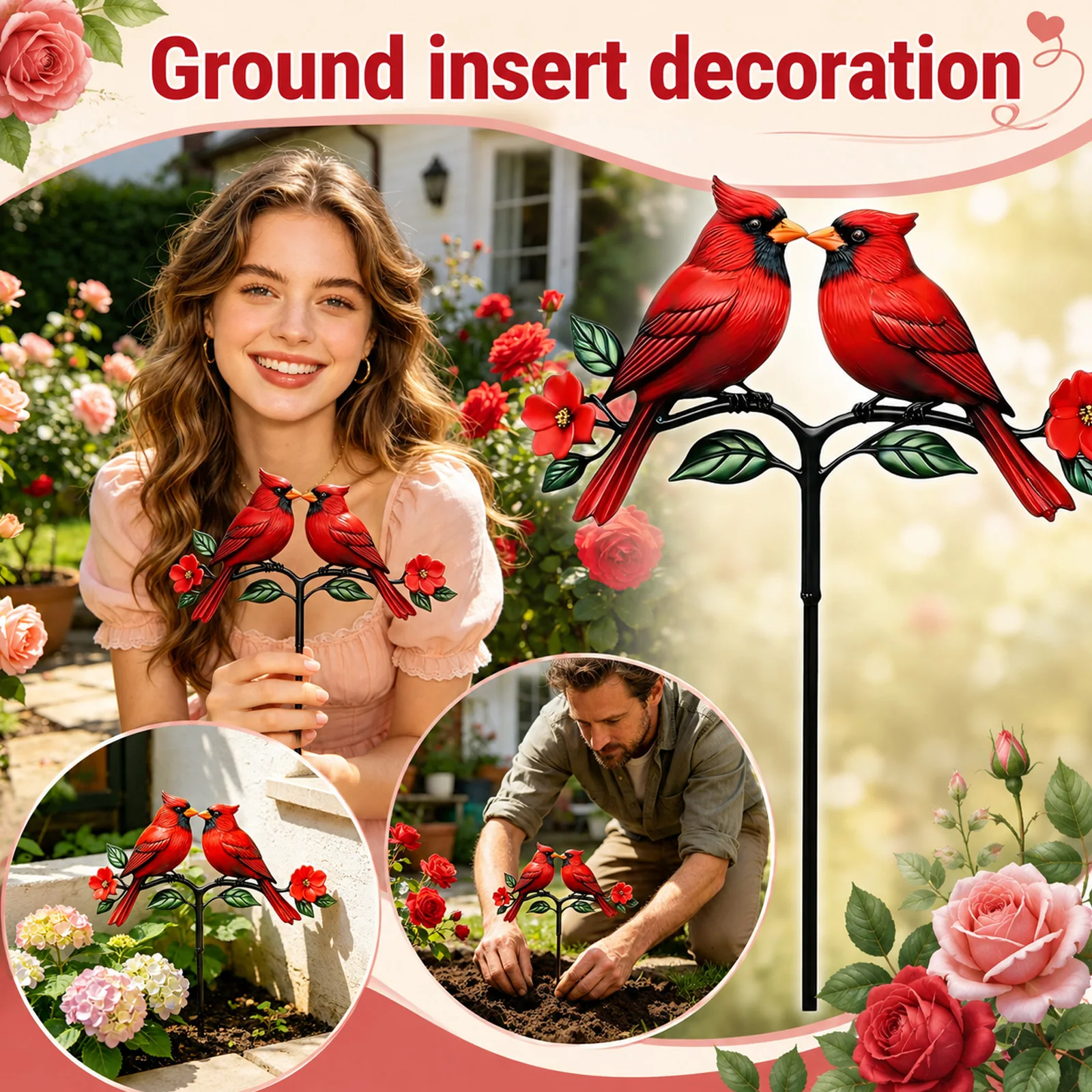 2D Flat Red Bird Design Garden - đánh giá và giá Art Craft Event
