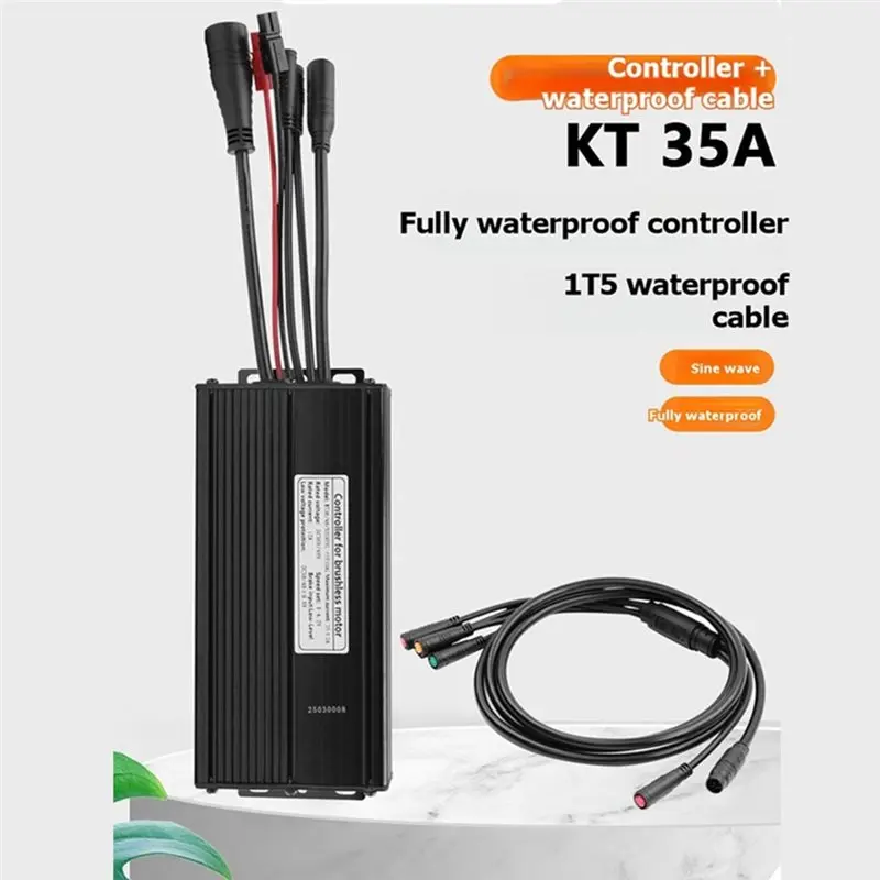 ABZS KT-35A 36V 48V 1500W Brushless Motor Mountain Bike Controller+ Sine Wave 1-To-5 Connector Cable