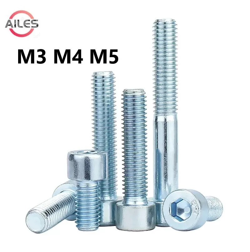 

M3 M4 M5 Zinc Plated Hexagon Socket Cap Head Screws 8.8 Grade Half Full Tooth Hex Socket Allen Bolts