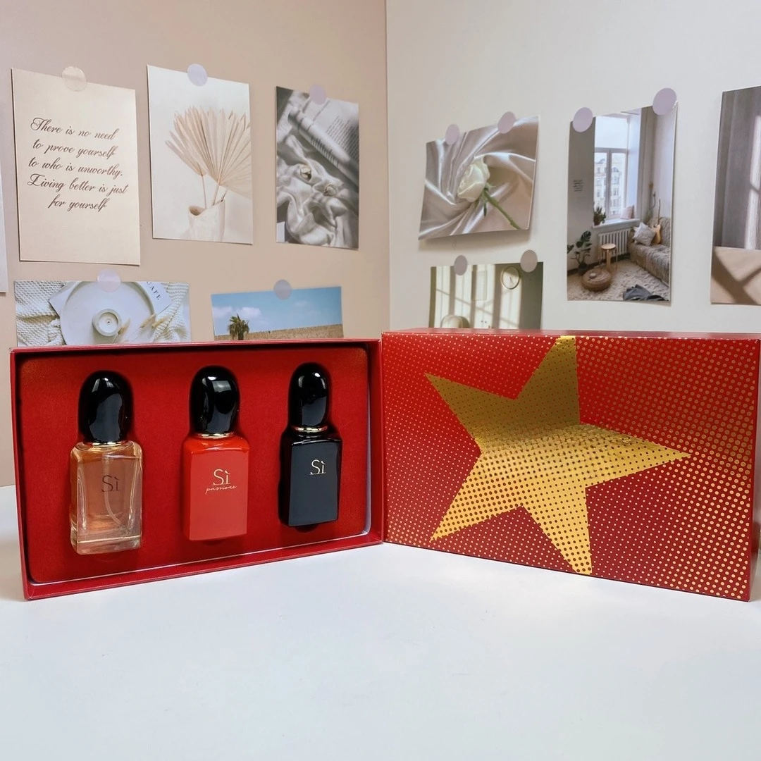 

90ML(30mlx3PCS) Eau De Parfum Gift Box Feminino Spray Fresh Light Scent Floral Fruity Chypre Notes LongLasting Women Perfume Set
