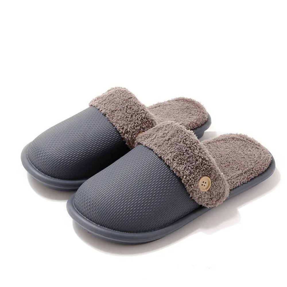 Footwear Detachable Winter Plush Slippers Waterproof Anti Slip Warm Slippers Women Fashion Homewear EVA Fur Slippers Couple