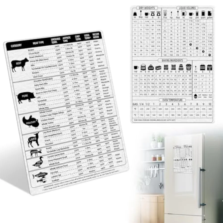 

Кухонная таблица преобразования, магнит для измерений на холодильник, таблица преобразования температуры мяса, таблица температуры для приготовления пищи, выпечки