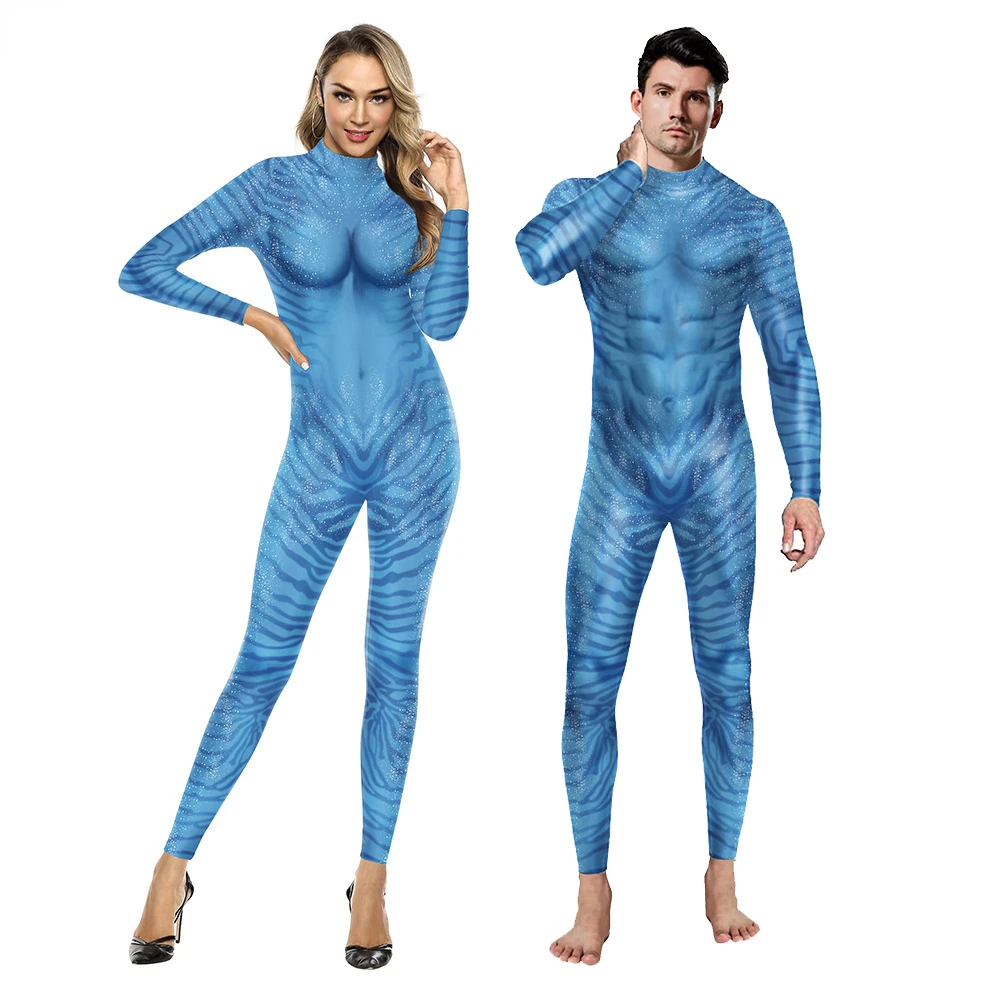 

Movie Avatar The Way of Water Alien Cosplay 3D Jumpsuit Women Men Avatar Cosplay Costume Halloween Zenti Party Bodysuit