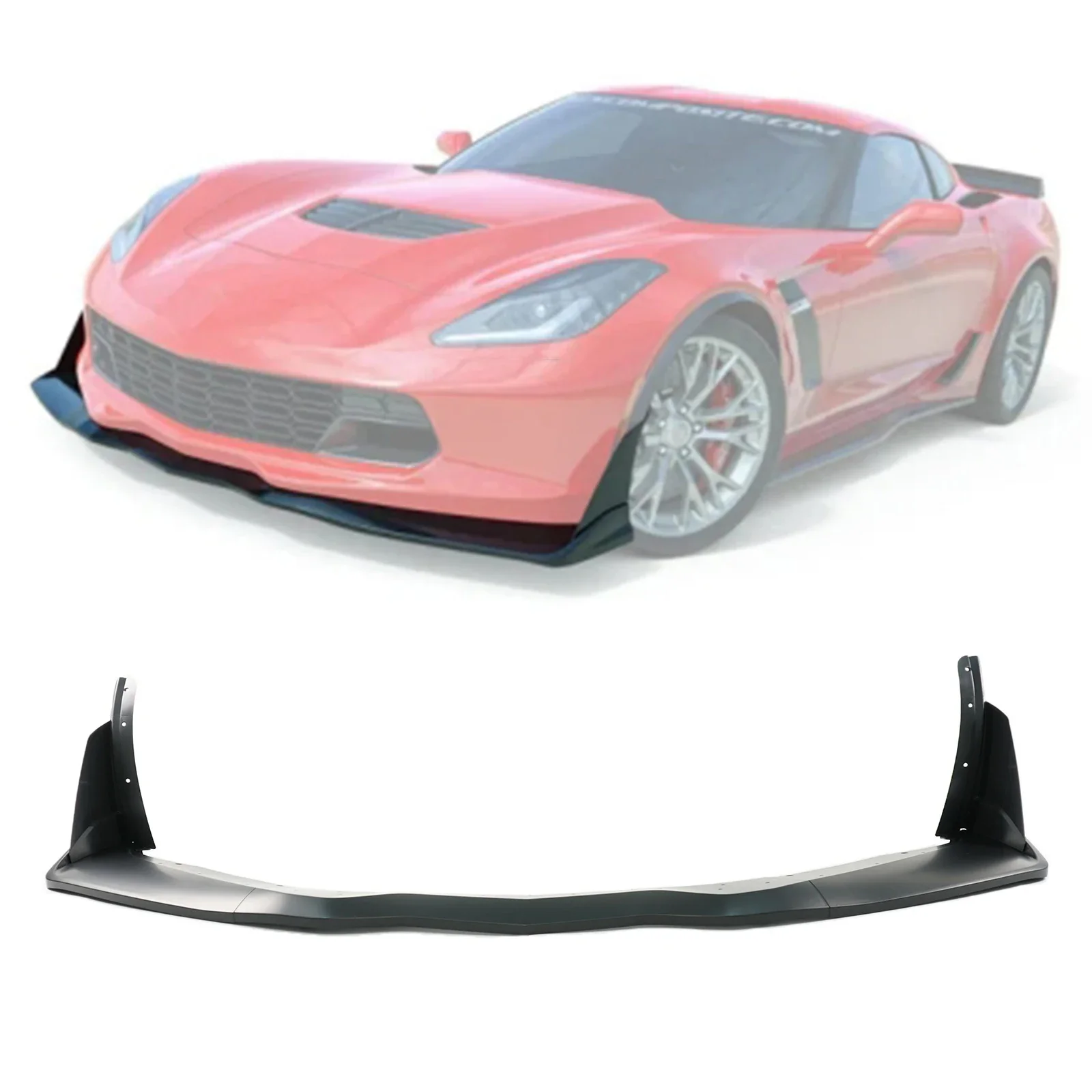 5PCS Car Front Bumper Lip With Winglet For Corvette C7 Stingray/Grand Sport/Z06 2014-2019 ZR1 Style Spoiler Diffuser Splitter