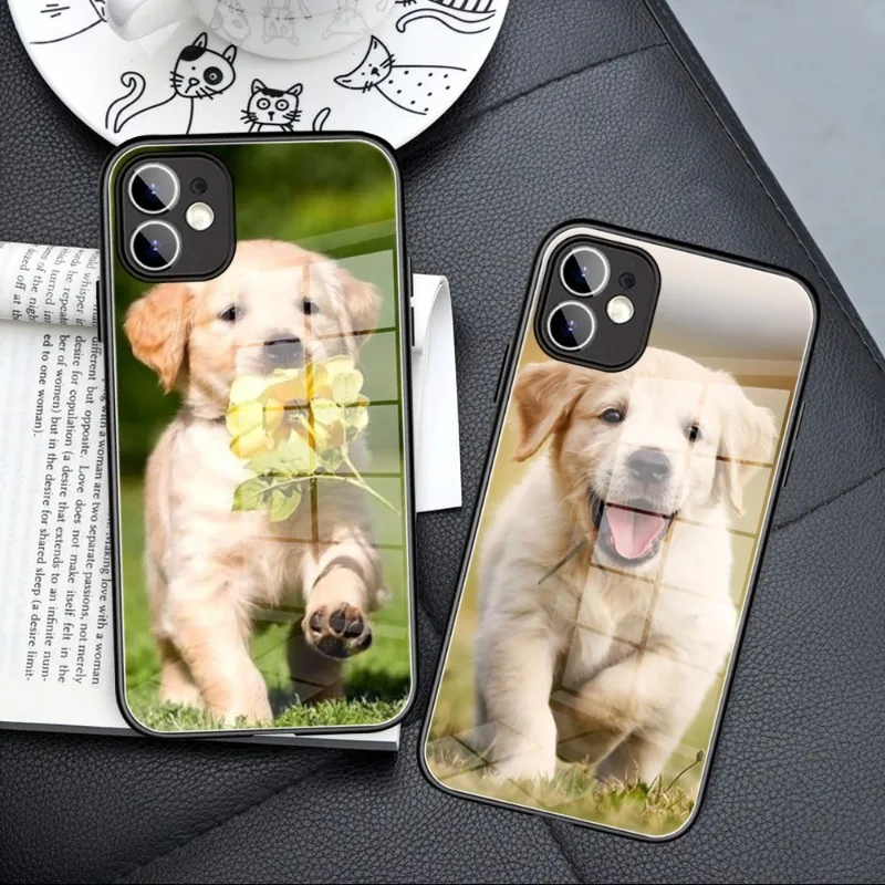 Small Cute Baby Dog Phone Case Tempered Glass FOR IPhone 14 13 11 12 Pro 8 7 Plus X 13 Pro MAX XR XS MINI Covers