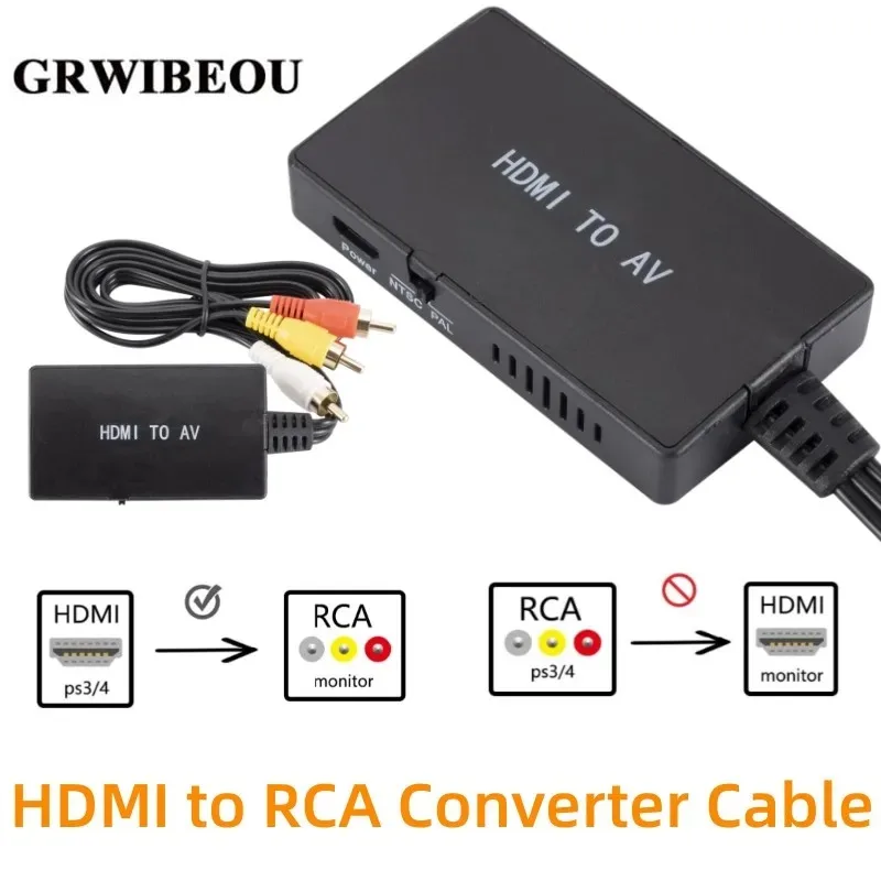 

HDMI-Compatible To RCA HD-MI To AV 3RCA CVBs Composite Video Audio Converter Adapter Supports PAL/NTSC for TV Stick TV Box