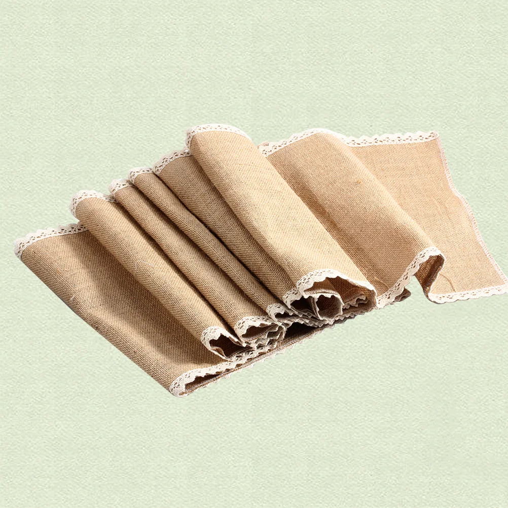 

30x245cm Natural Burlap Lace Table Runner Vintage Jute Style Dining Table Decoration Perfect for Party Wedding