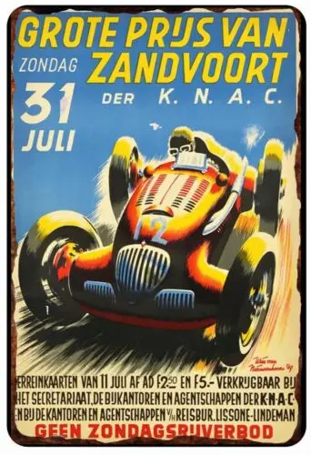 Dutch Grand Prix 1930s Advertising All Metal Tin Sign  8 x 12 Vintage Retro Art