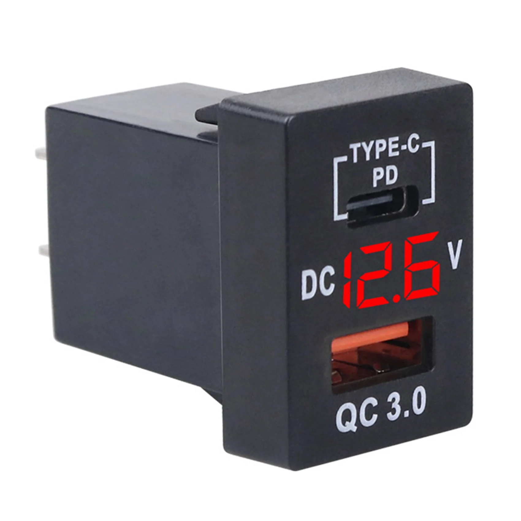 Exclusive New QC3.0 USB Car Socket PD Type-C With LED Digital Voltmeter For New Toyota Quick Charge
