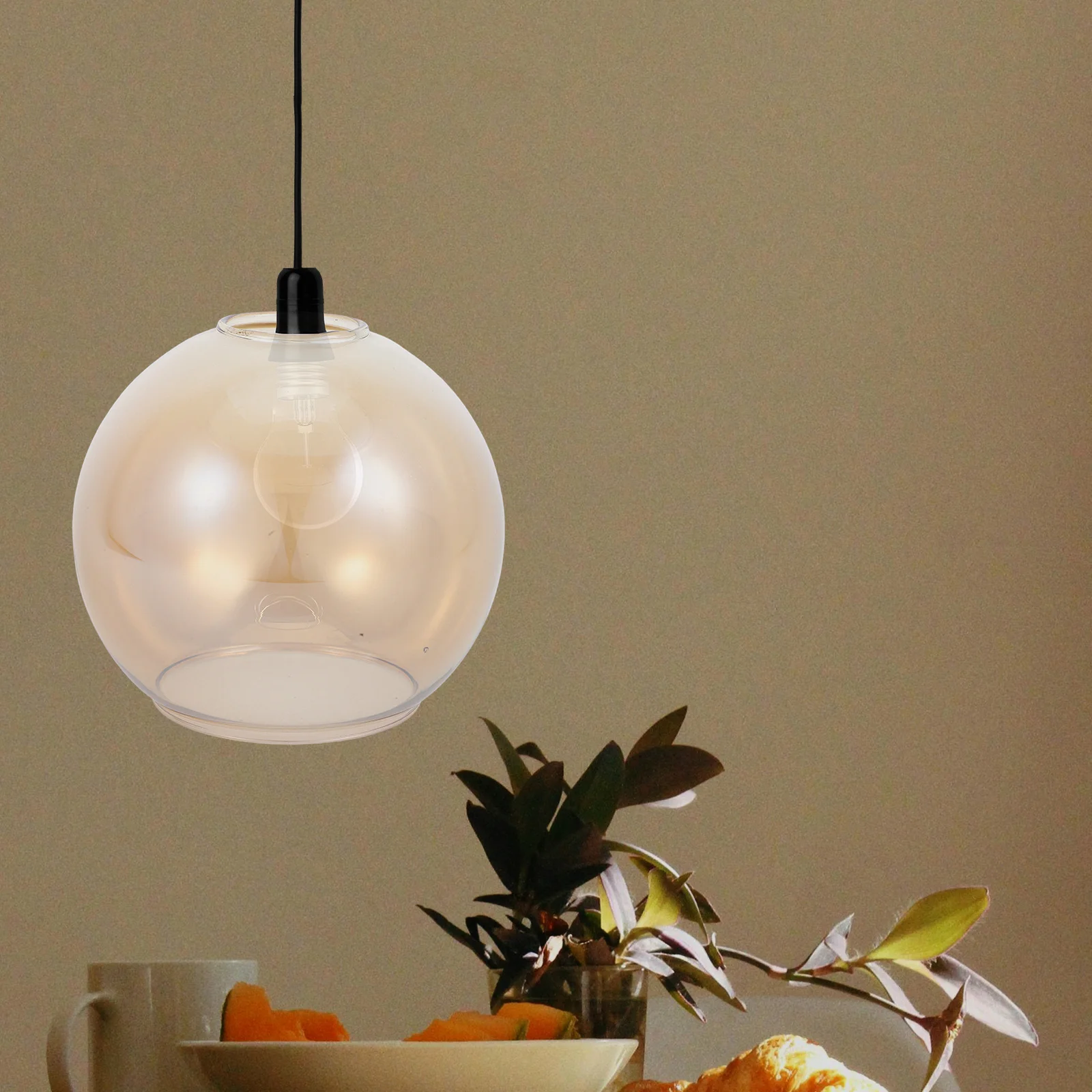 

Glass Lamp Shade Amber Smoky Transparent Large Diameter Semi-Circular Replacement Globe Shade for Pendant Lights Wall Sconces