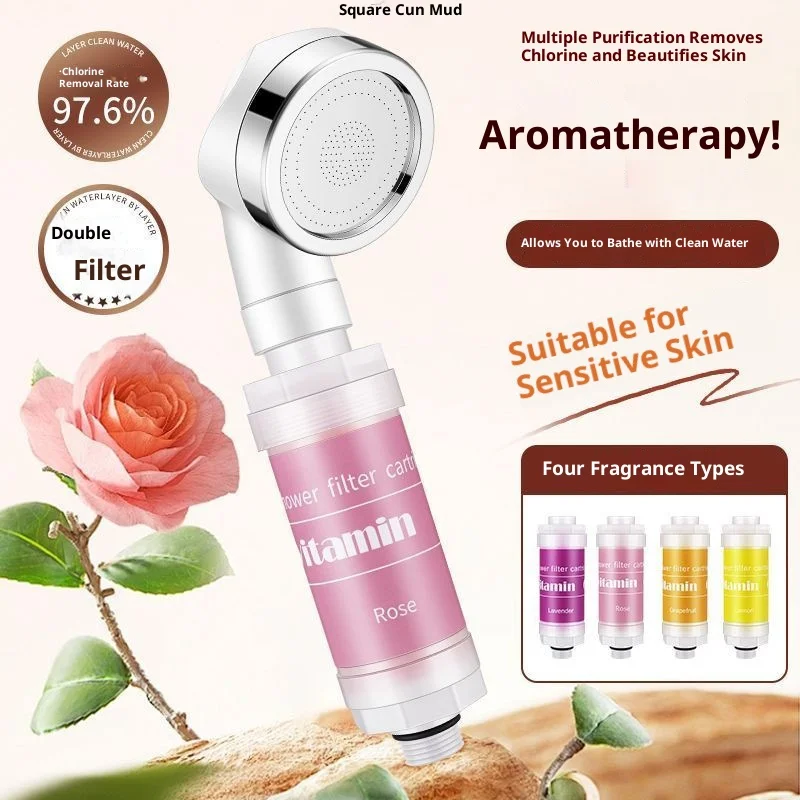 

Scented Shower Filter,Lemon lavender Rose Jasmine, Water Softener Improve Hair Skin Removal Shower Purifier Bathroom Accessories