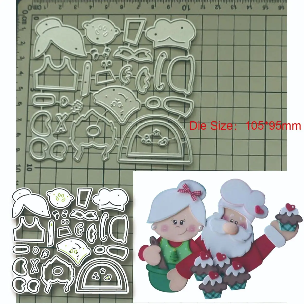 2023 New Metal Cutting Dies Santa Claus and His Wife Decoration Scrapbook Paper Craft Knife Mould Blade Punch Stencils Dies