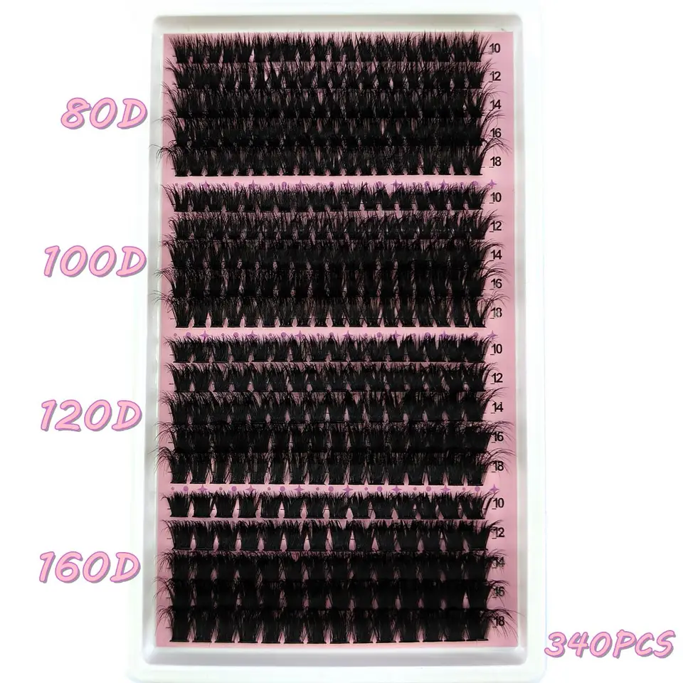 Nuevo set de 20 filas 40-160D mezcla 8D esponjosas, grupos de pestañas individuales para extensión en casa 2