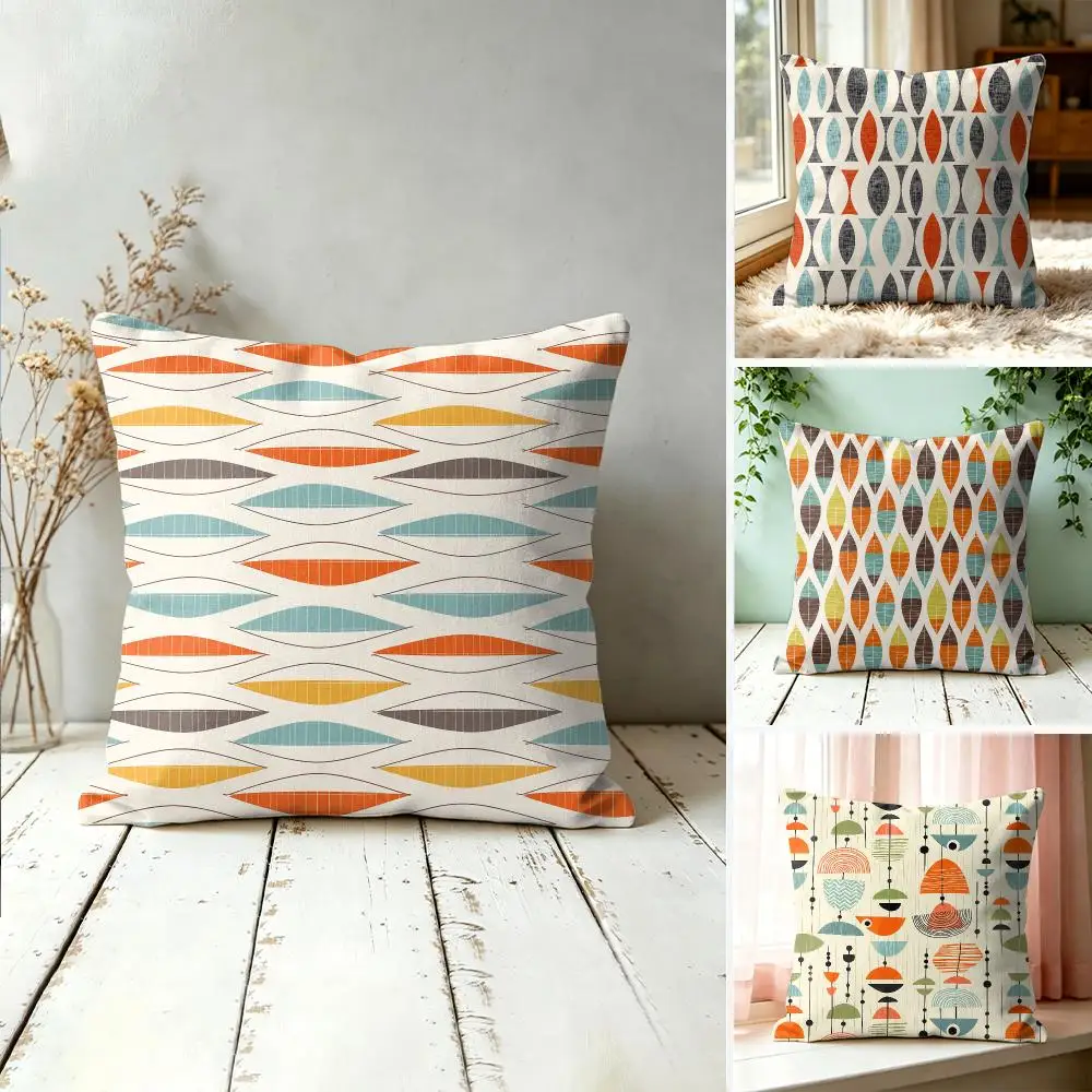 Mid Century Cushion Cover Silky Short Plush Invisible Zipper Dustproof Sofa Pillow Case For Home Decor