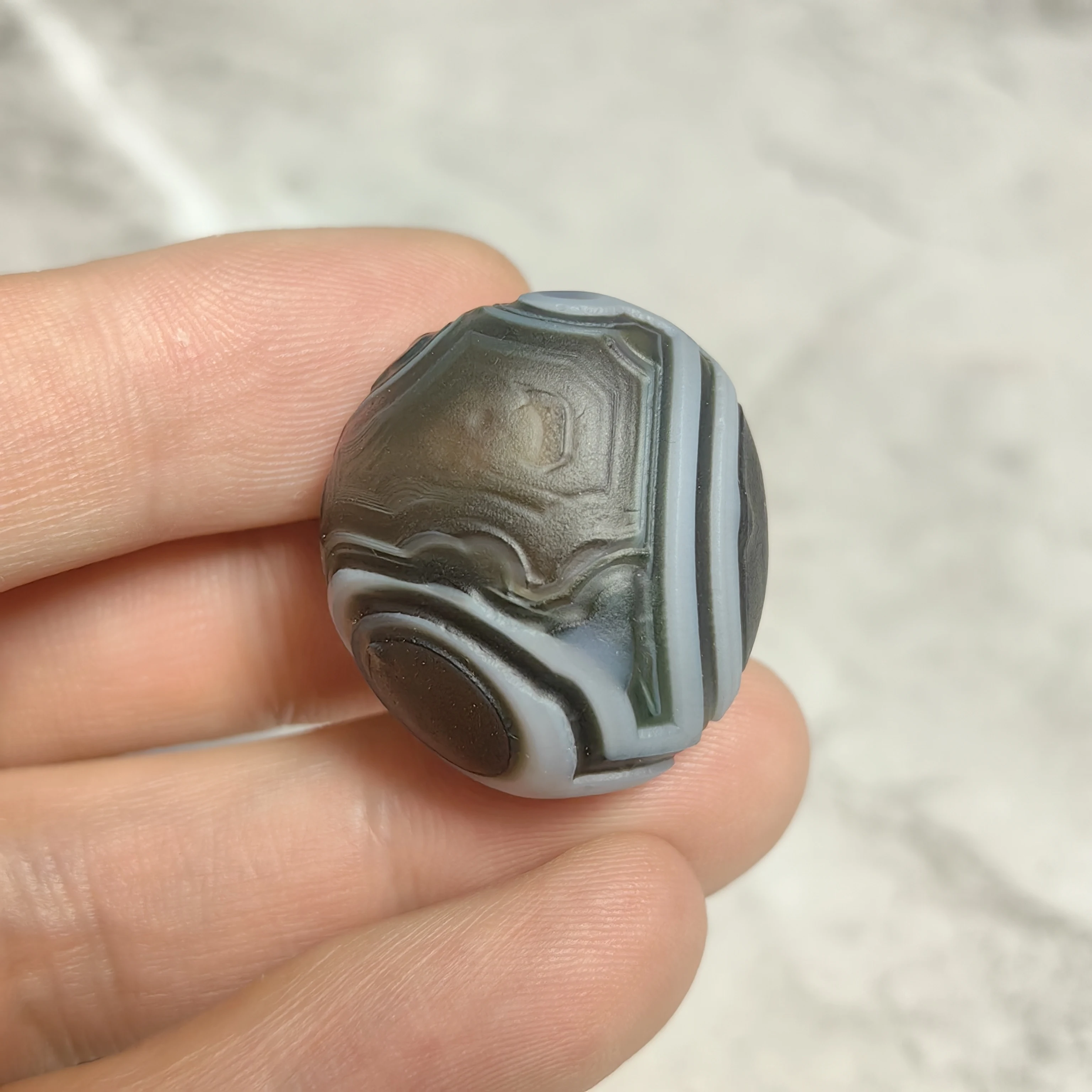 Natural Tibetan Dzi Agate Eye Bead Gobi Rock Mineral Specimen Palm Stone Jewelry Making Bracelet Necklace DIY Gift Accessory - view 5