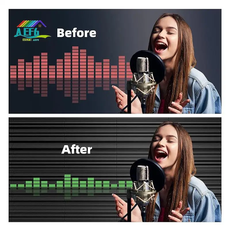 

AEF6-12Piece Self-Adhesive Sound Proof Foam Panels Black 12 X 12 X 2 Inches Acoustic Foam For Wall,Home,Studio