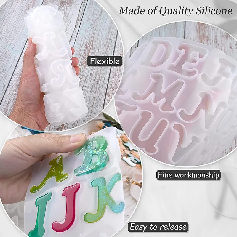 Alphabet Silicone Mold for Epoxy Resin Kit Mixed Style Letters Resin Casting Mold Set DIY Keychain Pendant Jewelry Making Tools