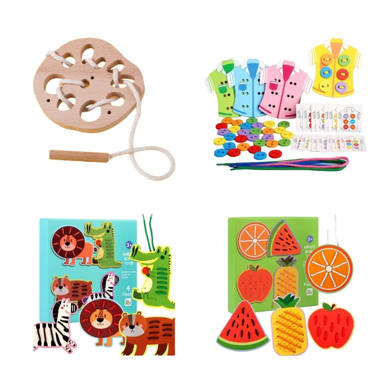 Toddler Threading Toy Early Educational Material Threading Board Toy Children Lacing Toy Hand-Eye Training Toy