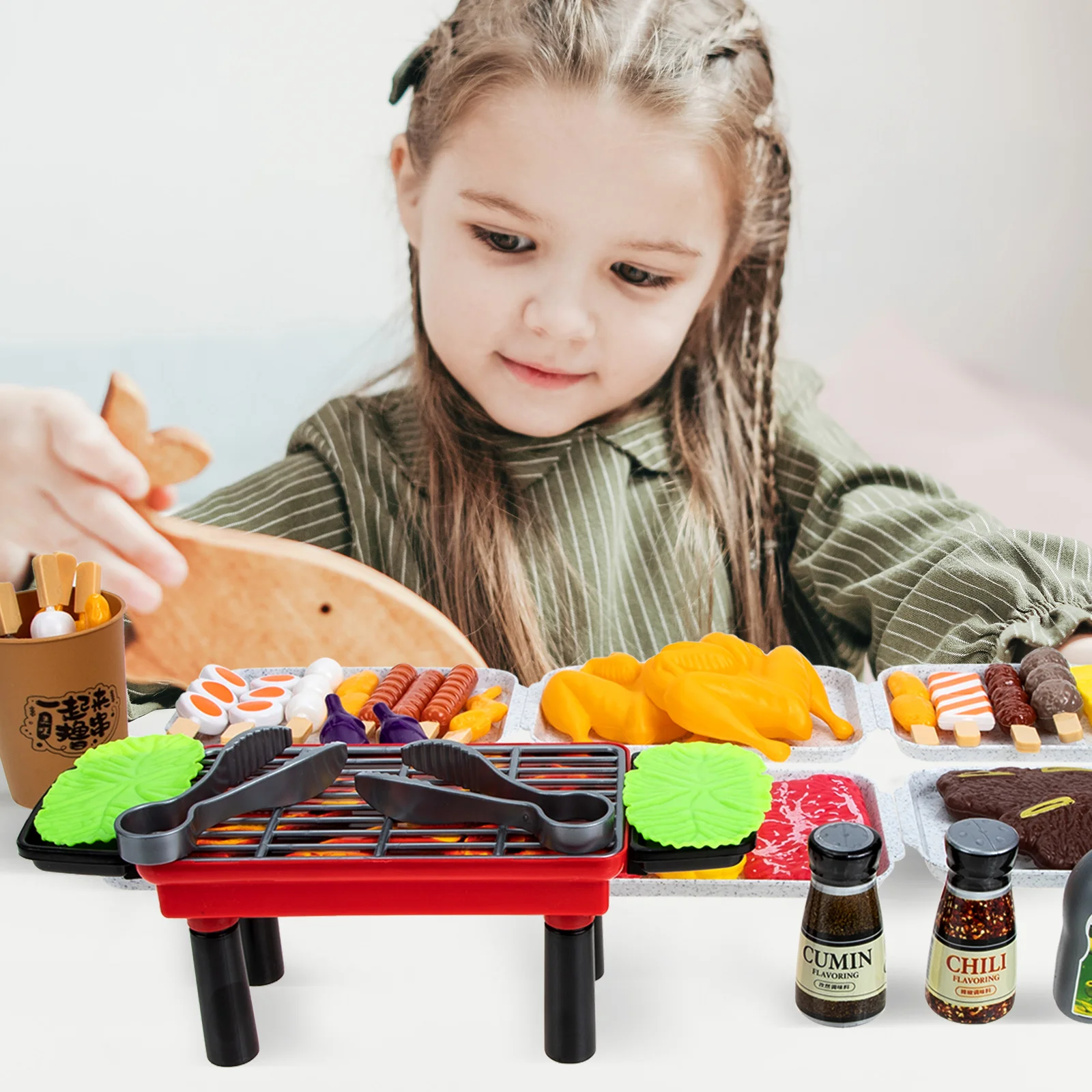 Barbecue Speelset Pretend Toy Gesimuleerde Kinderen Keuken Speelbal Grill Spies Kids BBQ Voedsel Imitatie Model Hamburger