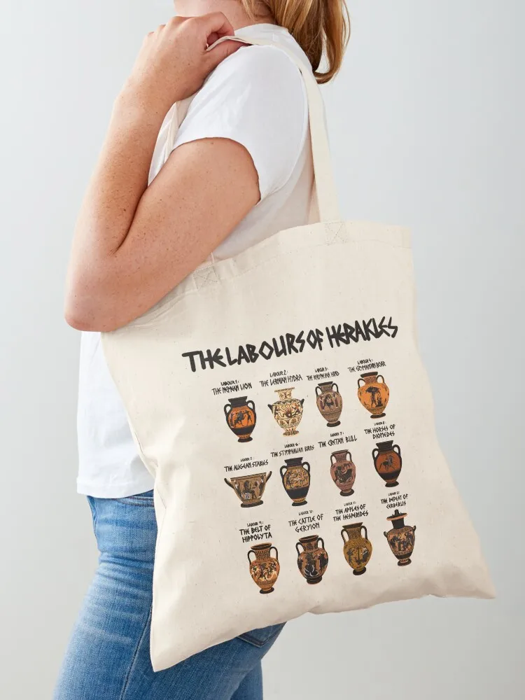 

The twelve labours of Hercules on Greek pottery Tote Bag reusable shopping bags eco pack bag luxury women handbag