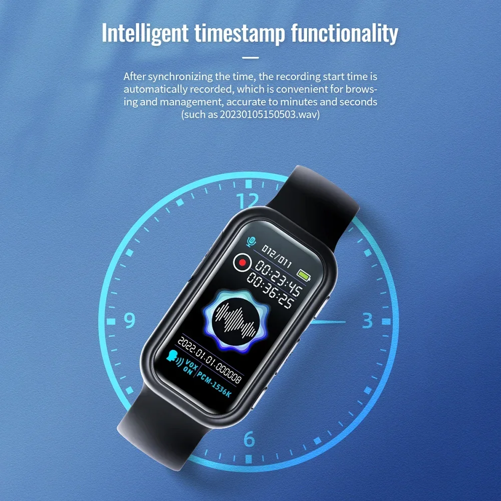 Digital Voice Recorder Wristwatch – 8GB/16GB/32GB/64GB Voice-Activated Dictaphone with Noise Reduction & MP3 Player 4
