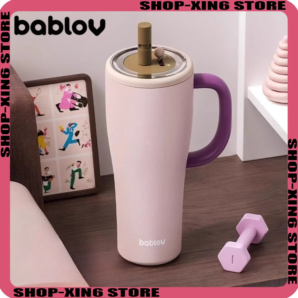 

Bablov Large Capacity Ice King Cup Stainless Steel Straw Cup Insulation and Cooling Portable Car Office Outdoor Water Cup Gift