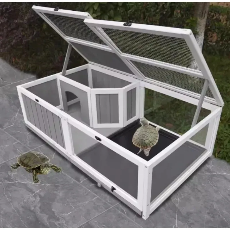 Solid wood tortoise box Wooden climbing pet feeding box Pet turtle special box Indoor and outdoor universal turtle room