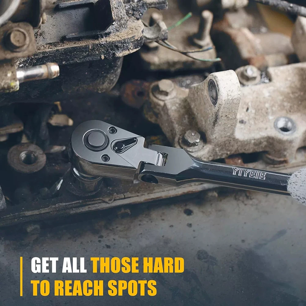 Flex-Head Ratchet Set,Versatile Bit And Socket Combo Kit,Professional Mechanic Hand Tools,180 Degree Adjustable Ratchet Wrench