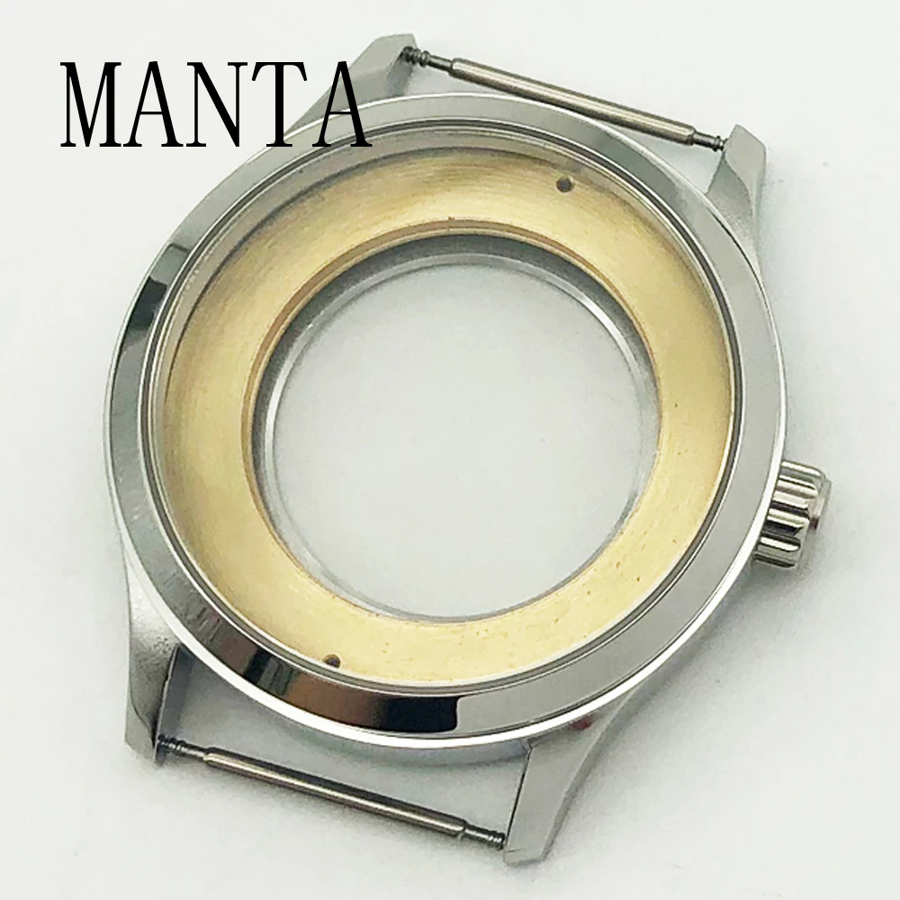 MANTA 42mm Silver Rose Gold Case Sapphire Glass Watch Parts Fit Miyota8205/8215/821A ETA2836 Mingzhu2813 Seagull ST1612 Movement